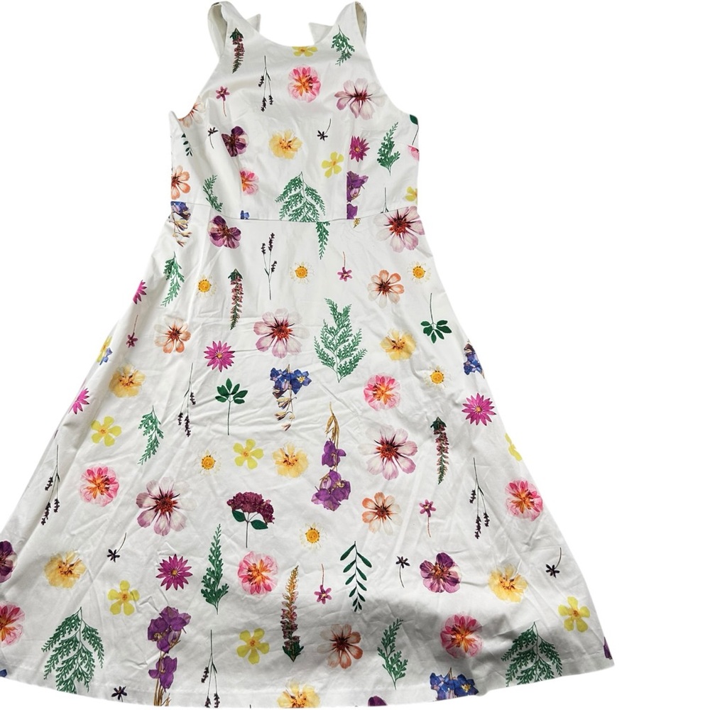 Talbots Petite Sateen Fit & Flare Dress Floral Meadow Halter Sleeveless 12P - Picture 11 of 16